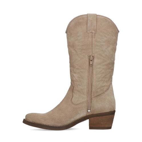 Santiags en daim - taupe