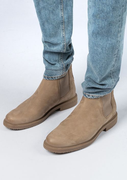 Taupe nubuck chelsea boots
