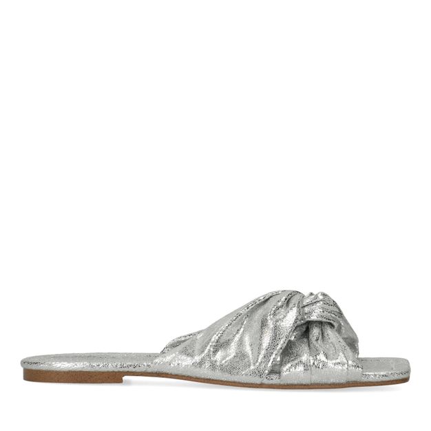 Zilverkleurige metallic slippers