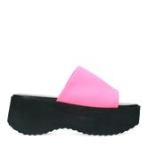 Zwarte hoge wedge sandalen met roze band