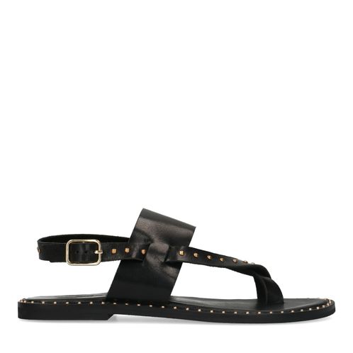 Schwarze Ledersandalen mit Nieten