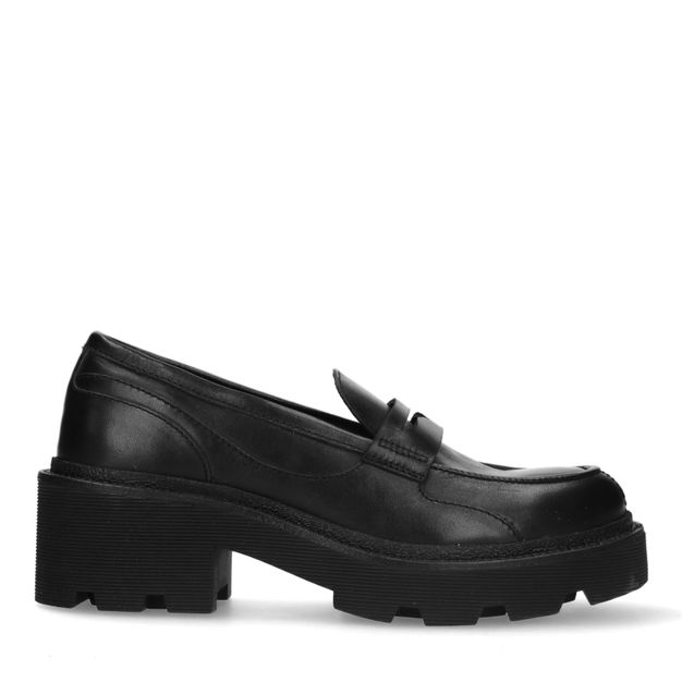 Zwarte leren platform loafers