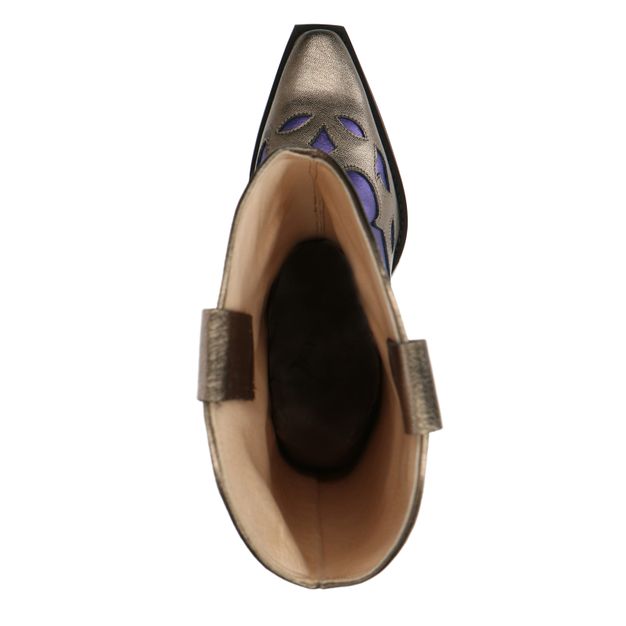 Lilafarbene Western Boots in Metallic-Optik