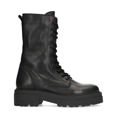 Bottines à lacets chunky en cuir - noir