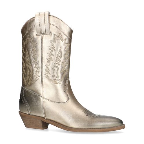 Goudkleurige leren cowboy laarzen