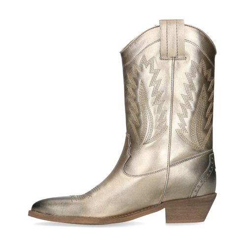 Goudkleurige leren cowboy laarzen