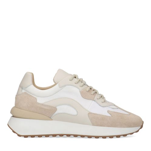 Witte sneakers met beige details