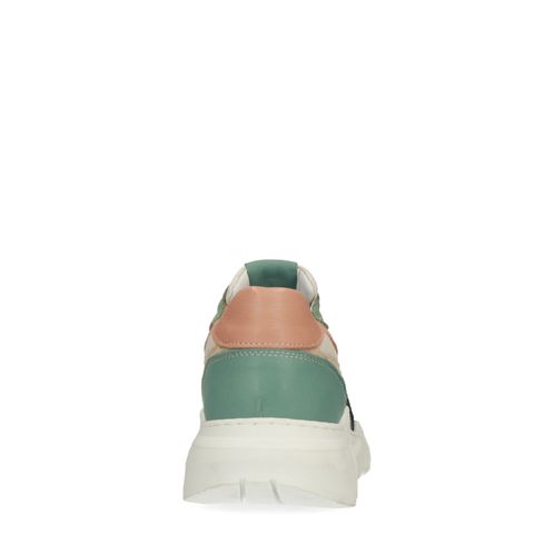 Mehrfarbige Veloursleder-Sneaker mit beigefarbenen Details