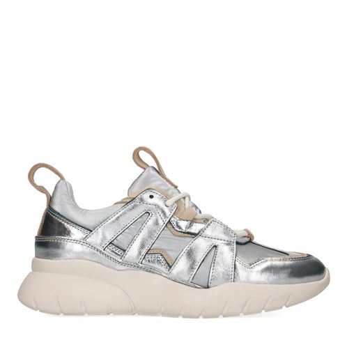 Ledersneaker mit Metallic-Optik