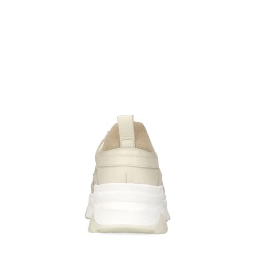 Beige sneakers met dubbele veter