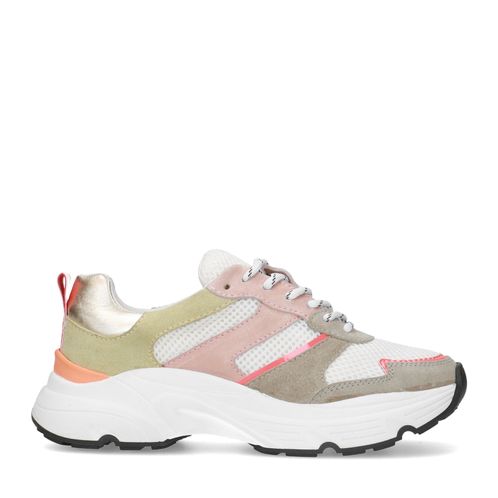 Groene sneakers met oranje details