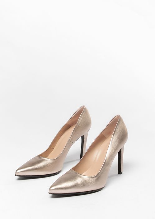 Goldfarbene Lederpumps