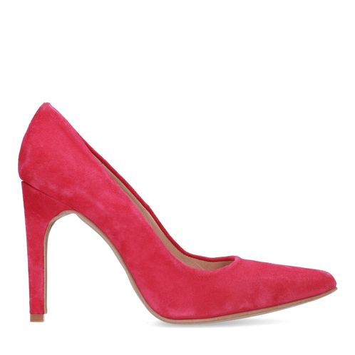 Roséfarbene Veloursleder-Pumps