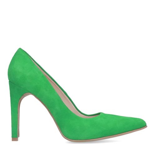 Groene suède pumps