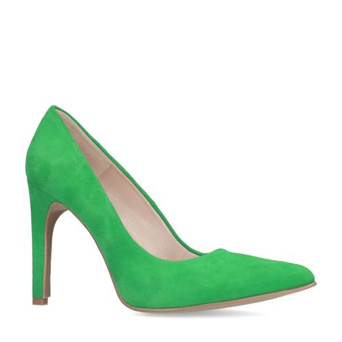 Grüne Veloursleder-Pumps