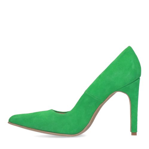 Grüne Veloursleder-Pumps