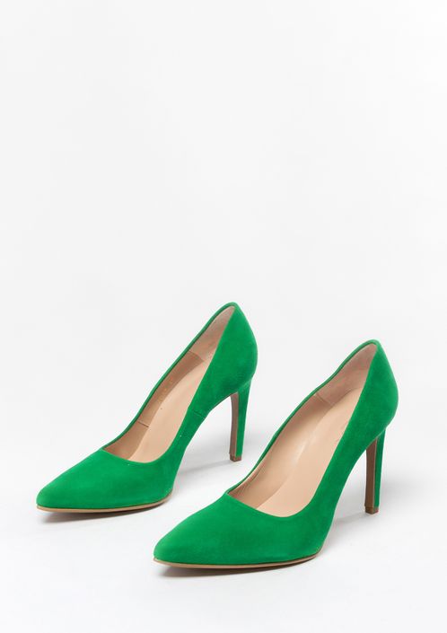 Grüne Veloursleder-Pumps