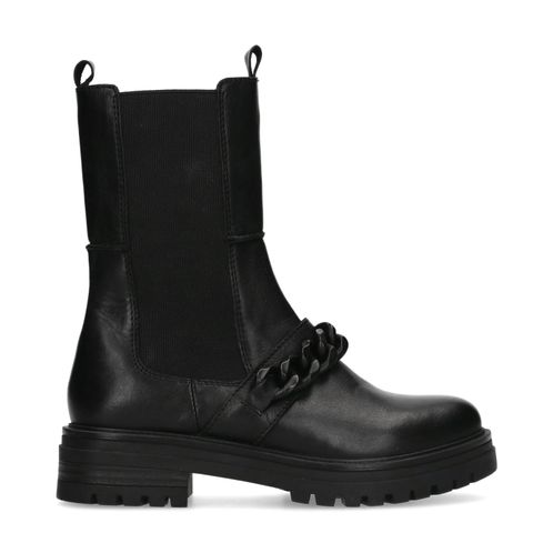 Zwarte leren Chelsea boots met chain