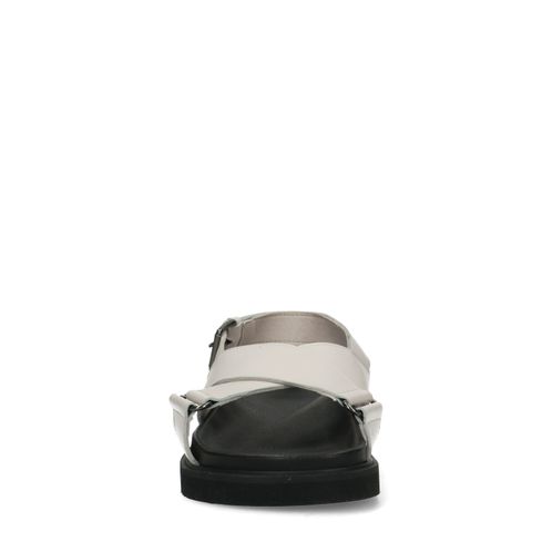 Offwhite Plateausandalen aus Leder mit gekreuzten Riemchen