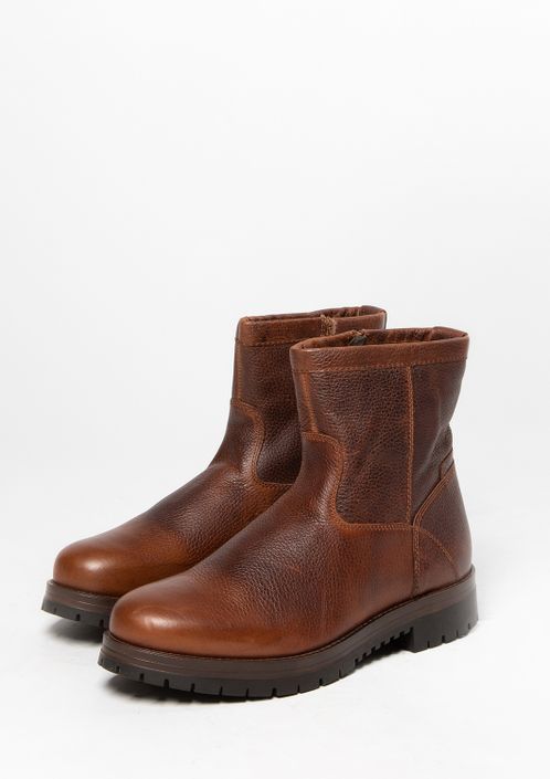 Boots en cuir avec fausse fourrure - marron