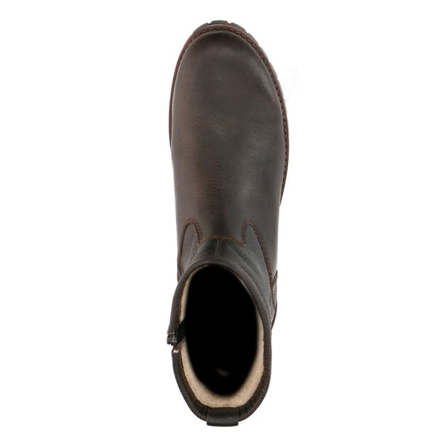 Boots en cuir avec fausse fourrure - brun