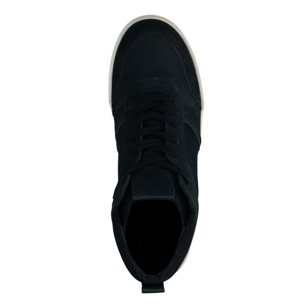 Schwarze Ledersneaker mit hohem Schaft