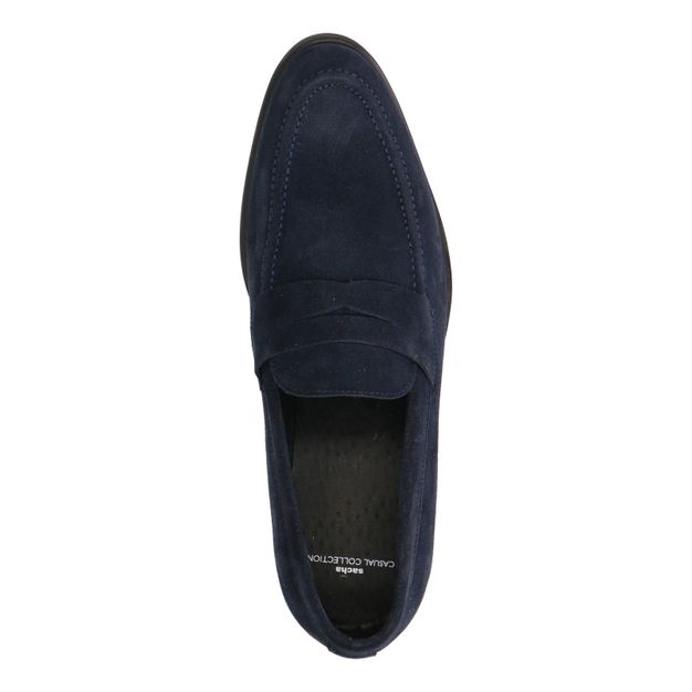 Klassische dunkelblaue Loafer aus Veloursleder