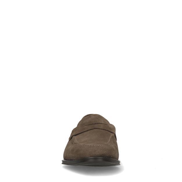 Klassische taupefarbene Loafer aus Veloursleder