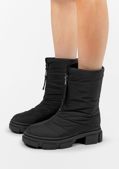Zwarte puffer biker boots