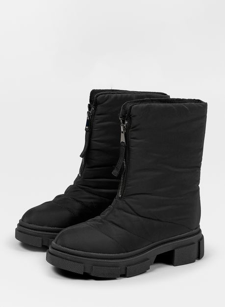 Zwarte puffer biker boots