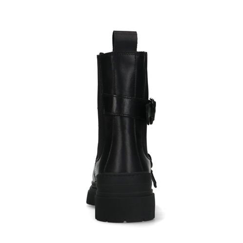 Zwarte leren chelsea boots met gespen