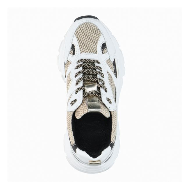 Witte marathon sneakers met zwarte glitter details