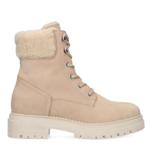 Bottines à lacets en nubuck - beige