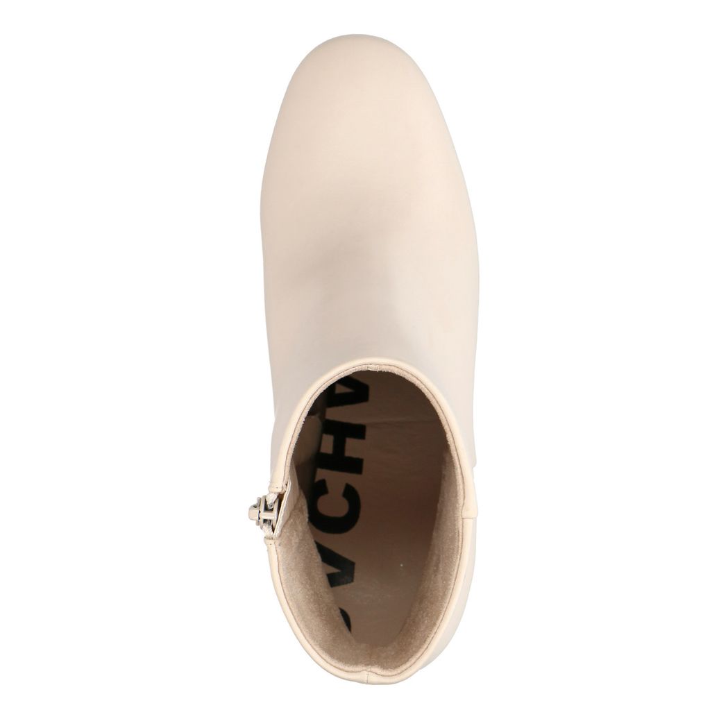 Off white enkellaarsjes met blokhak