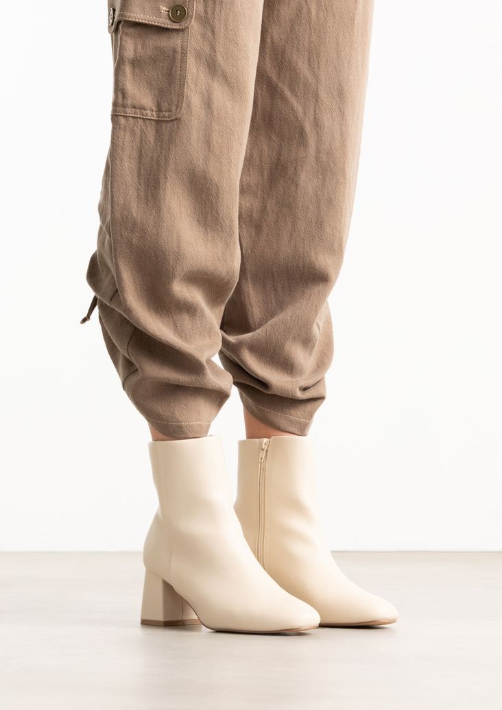 Bottines à talon cubain - blanc cassé
