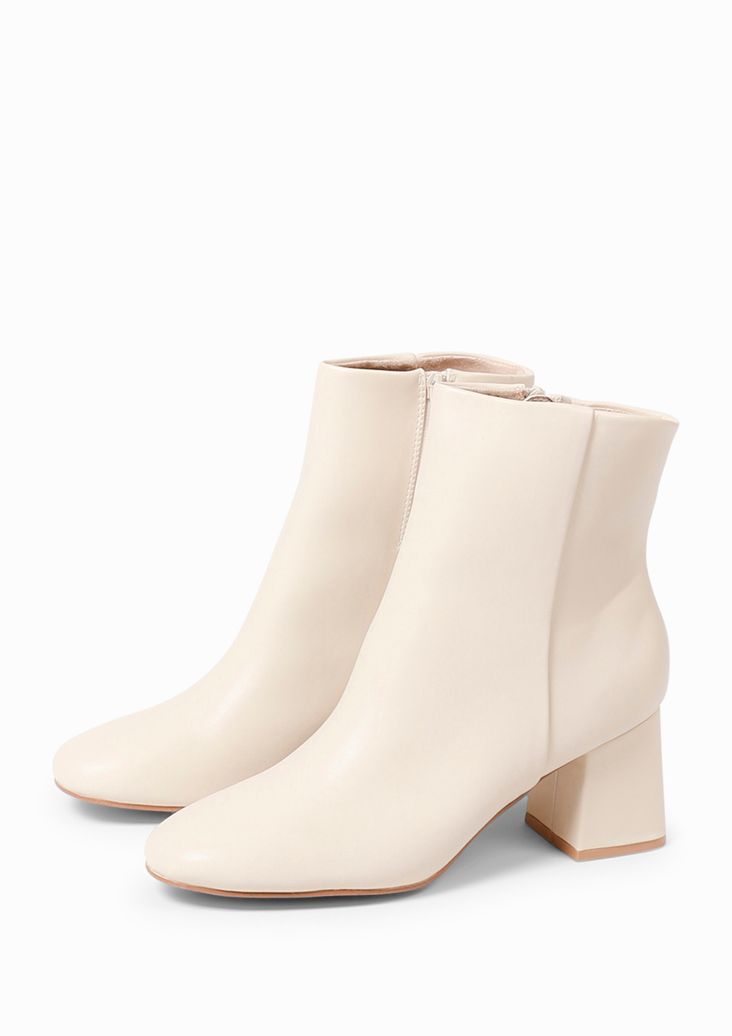 Bottines à talon cubain - blanc cassé