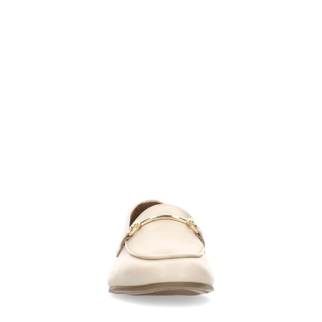 Offwhite Leder-Loafer mit goldfarbener Schnalle