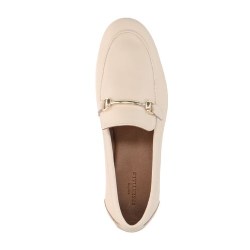 Loafers en cuir avec boucle - blanc cassé