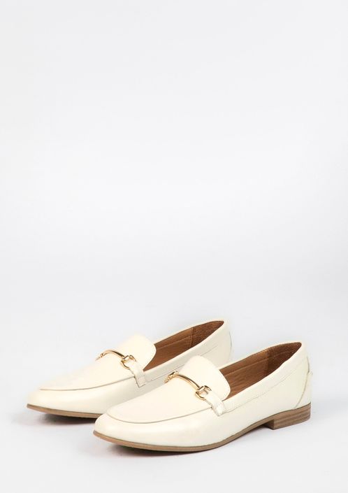 Loafers en cuir avec boucle - blanc cassé
