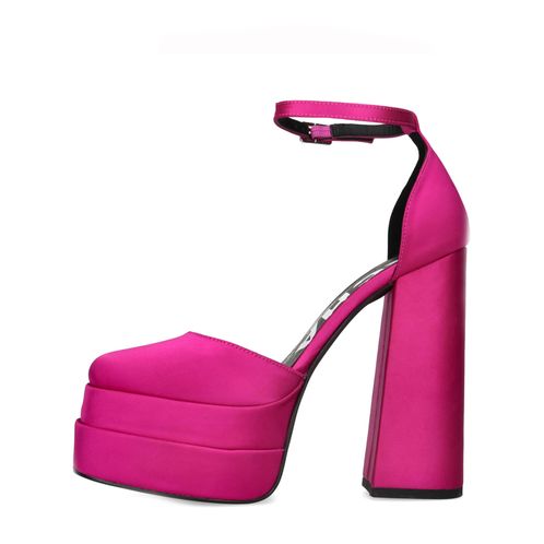 Rosafarbene Pumps mit Plateausohle