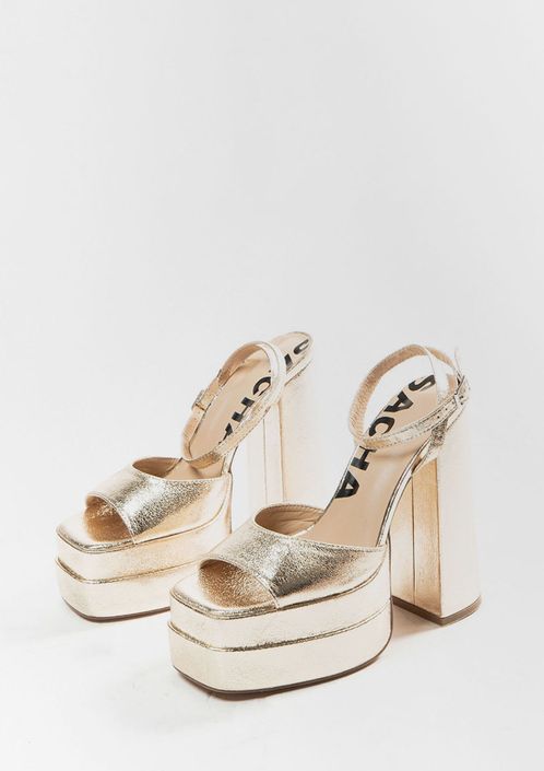 Goldfarbene Plateau-Pumps
