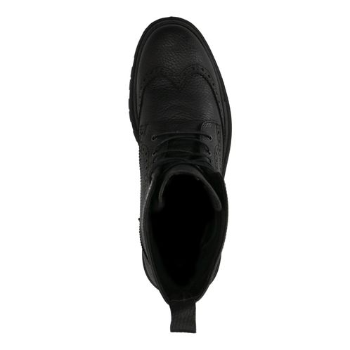 Zwarte leren veterboots met gestikt detail