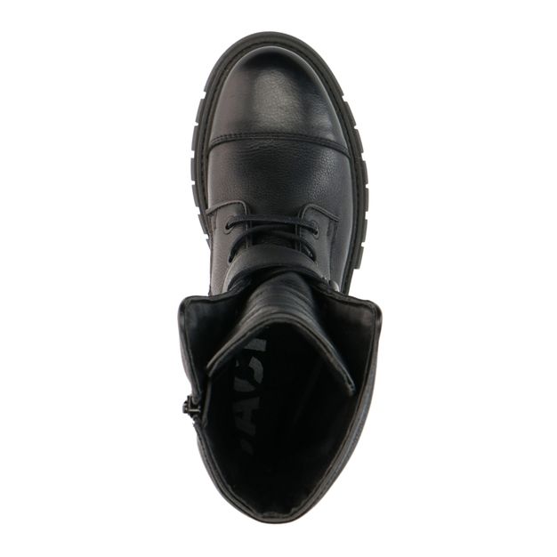 Schwarze Leder-Schnürstiefeletten mit Details