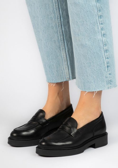 Zwarte leren penny loafers