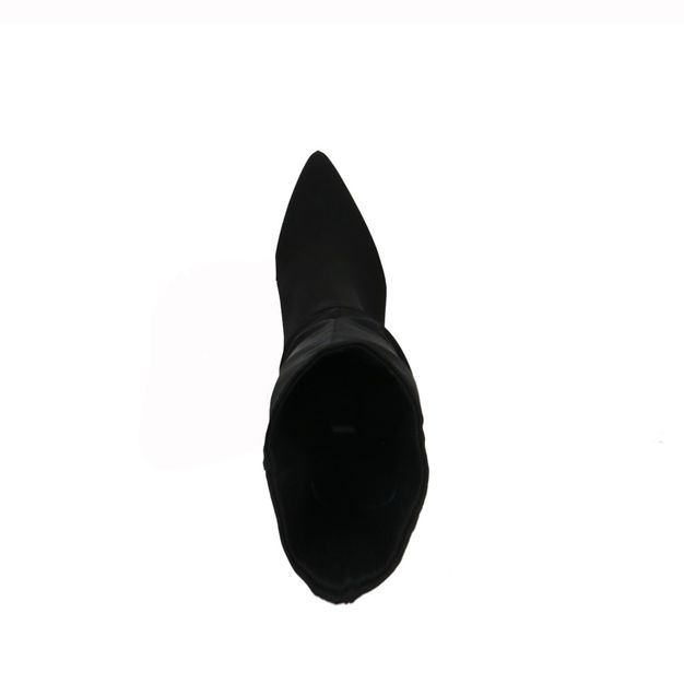 Schwarze Stiefel mit Pfennigabsatz und hohem Schaft