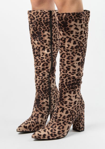 Bottes hautes à talon avec imprimé léopard