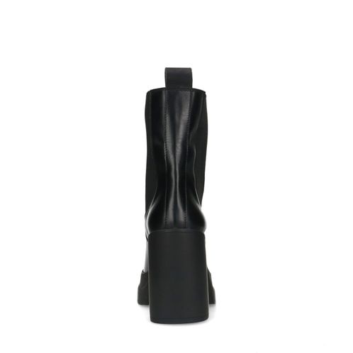 Zwarte leren Chelsea boots met plateau hak