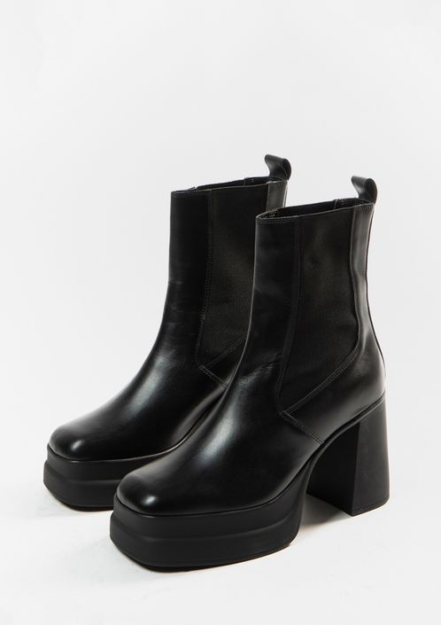 Chelsea boots en cuir avec plateau - noir