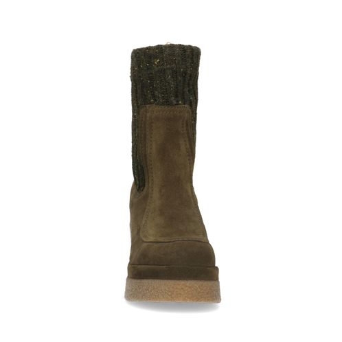 Bottines en daim avec talon cubain et plateau - vert foncé