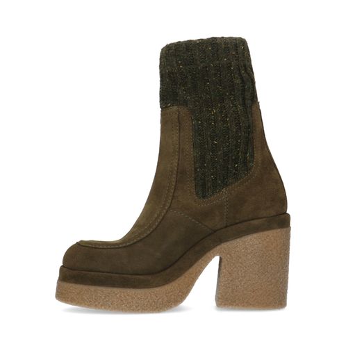 Bottines en daim avec talon cubain et plateau - vert foncé